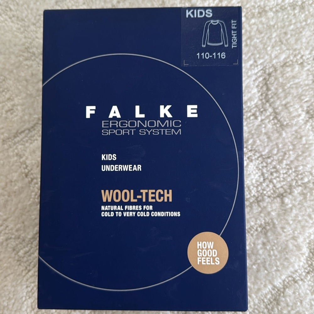 Falke kids size 4-5 long sleeve baselayer top NWT